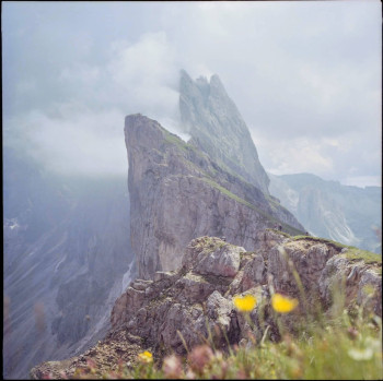 Dramatic Mountain Peak on color analog photo