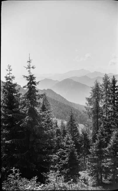 Misty Mountain Landscape in Black and White