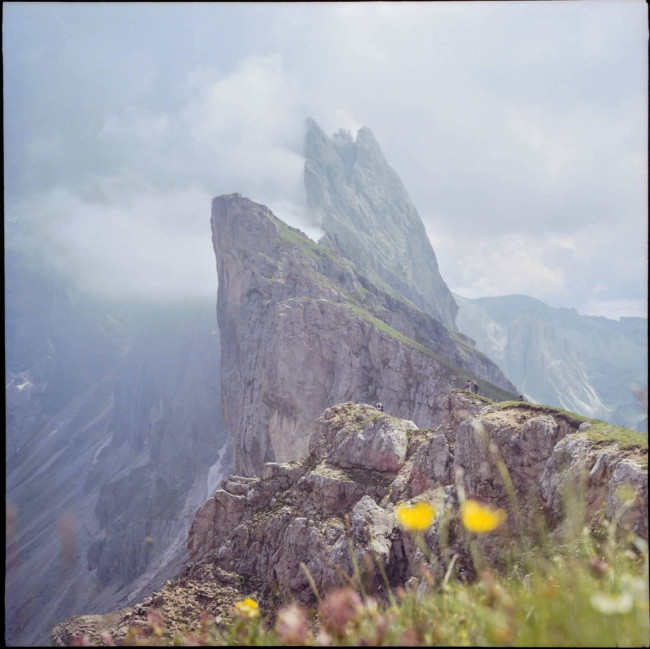 Dramatic Mountain Peak on color analog photo